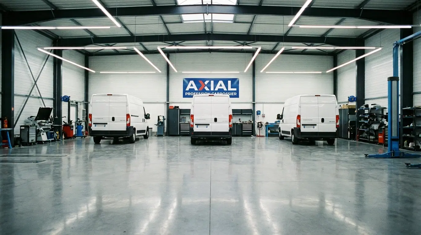 Flotte véhicules utilitaires en atelier